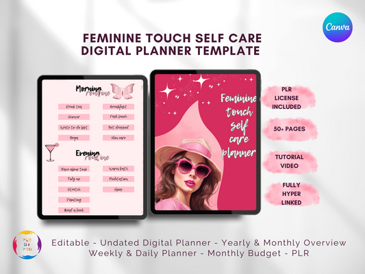 FEMININE TOUCH SELF CARE DIGITAL PLANNER TEMPLATE