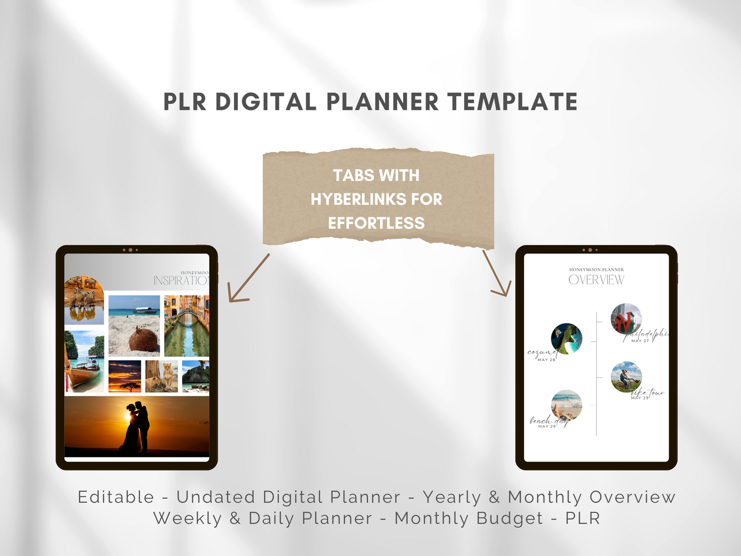 Digital Honeymoon Planner | Travel Planner Template | PLR | Mobile Itinerary | Hyperlinked