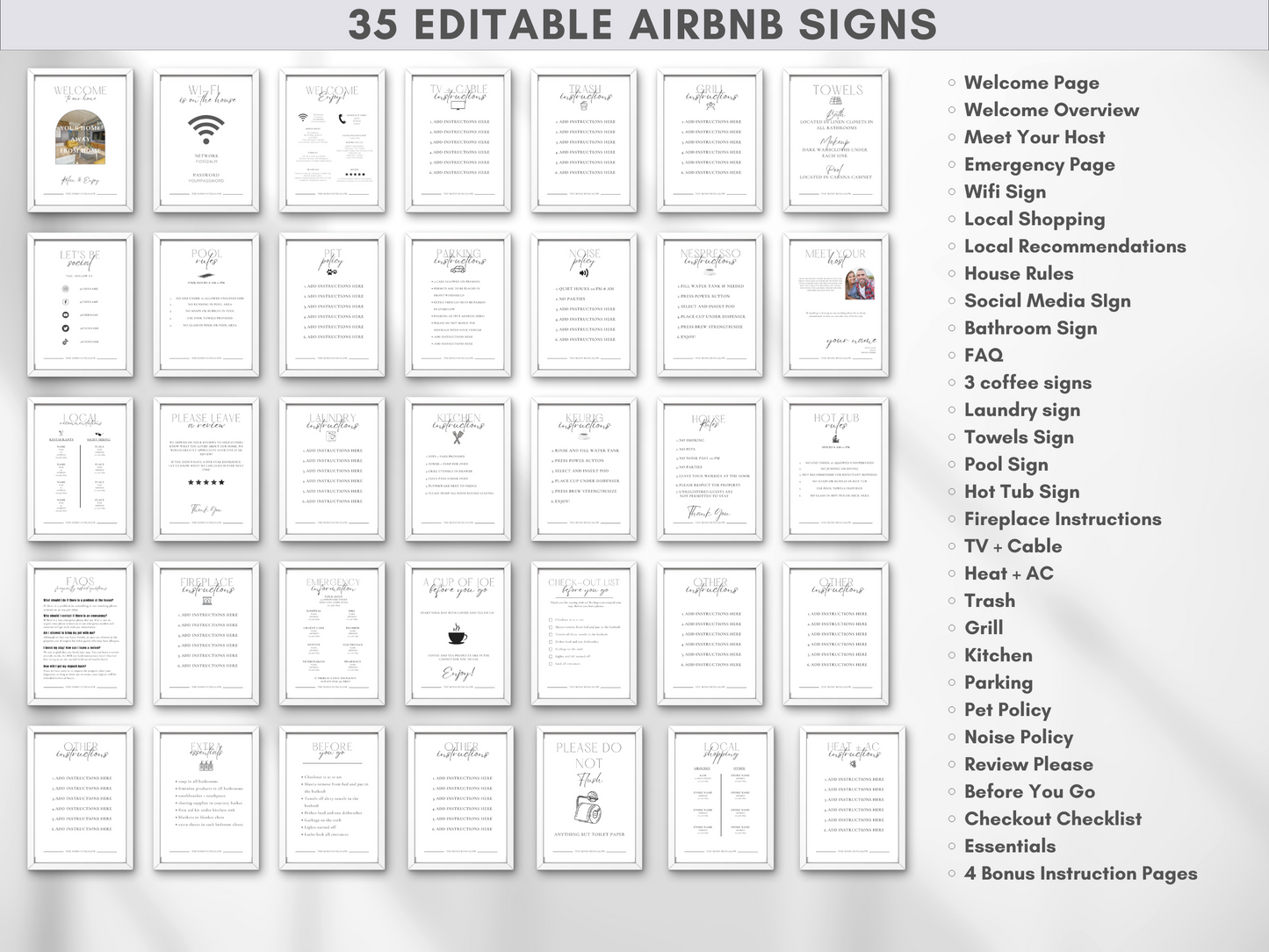 Airbnb Sign Bundle Template with PLR Commercial Use Resell Rights